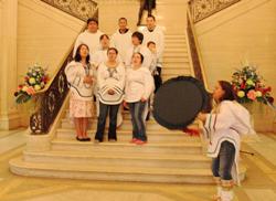 The Inuit visitors during their trip to Stormont. Photo: Dermot MacGreevy.